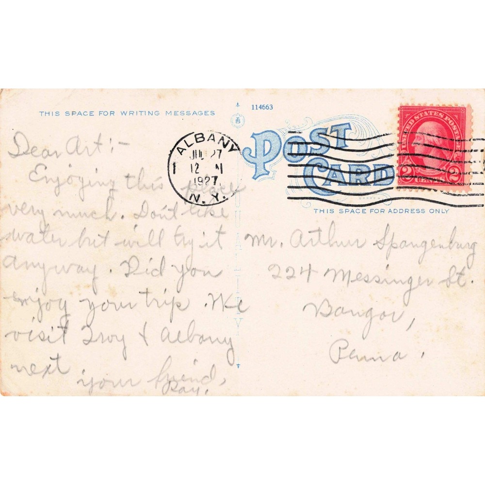 Vintage Postcard Shady Pine Walk Yaddo Saratoga Springs NY 1927 Postmark VG - Picture 2 of 2